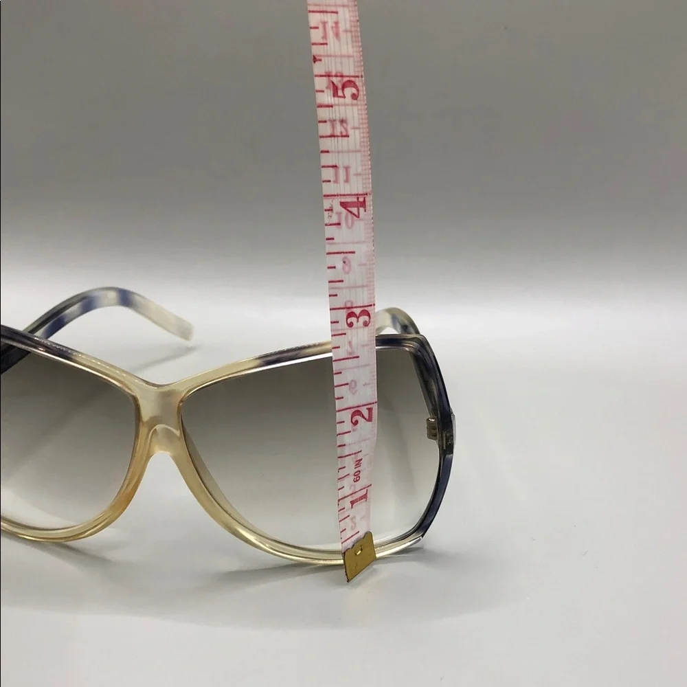 Annie Saral France Vintage Designer Oversized Sunglasses Gradient Tortoise